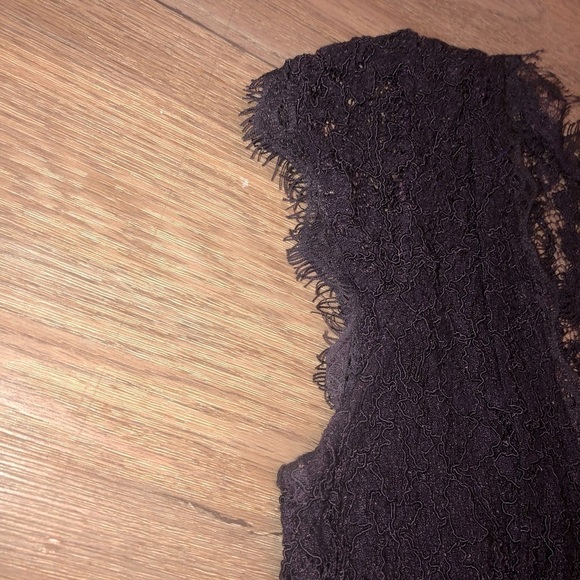 babaton Dark Purple Lace Fringe V Neck Mini Cocktail Dress Sz 2 - Picture 5 of 13